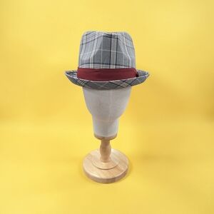 MENS STACY ADAMS GREY TEARDROP PLAID FEDORA WITH AN UPTURNED 1. 5" BRIM SA706.